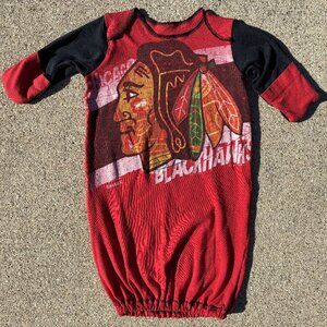 Chicago Blackhawks Hockey NHL upcycled t shirt infant gown newborn sleep sack